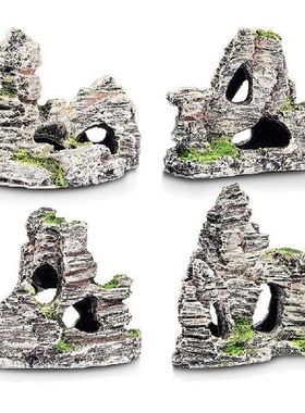 4 Piece Aquarium Ornaments Stone Rocks Fish Tank Decoration