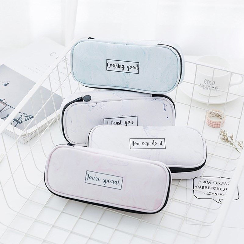 creative big marble pencil cases kawai leather pencilcase c