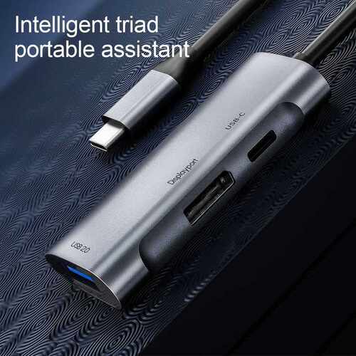 3 in 1 USB C HUB Type C Docking Station 4K@60Hz DisplayPort