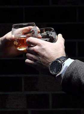 Whiskey Decanter Globe Wine Glass Set Sailboat Skull Inside