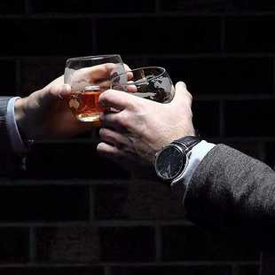 Whiskey Decanter Globe Wine Glass Set Sailboat Skull Inside