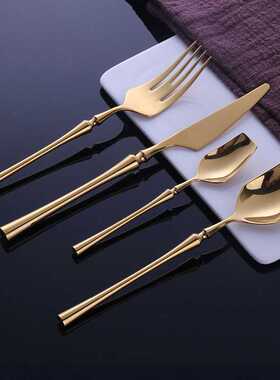 24 Pcs Stainless Steel Tableware Gold Dinnerware Cutlery Set