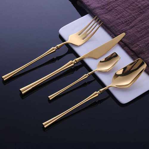 24 Pcs Stainless Steel Tableware Gold Dinnerware Cutlery Set