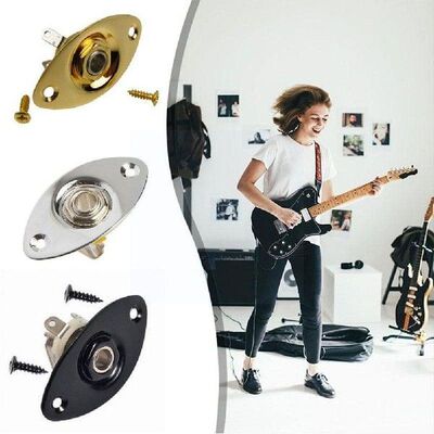 Electric Guitar Pickup Oval Output Jack Plate Socket Jack