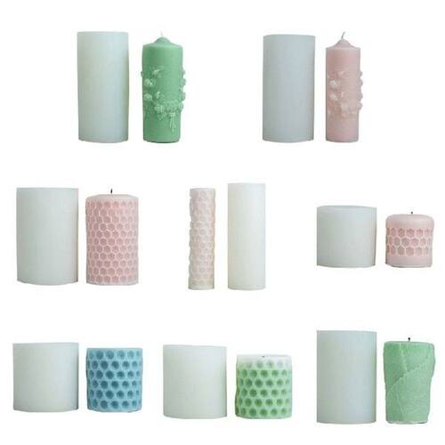 D Cylinder Honeycomb Silicone Candle Mold Handmade DIY