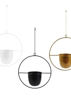 Metal Hanging Flower Pot Plant Hanger Circle Chain Planter