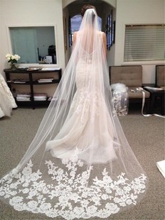 Wedding Accessories 2022 Appliques Tulle Long Cathedral  Vei
