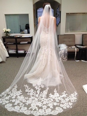 Wedding Accessories 2022 Appliques Tulle Long Cathedral  Vei
