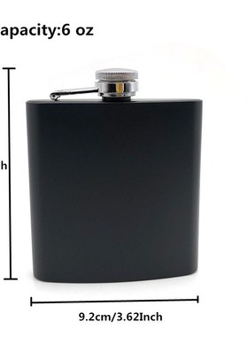 Alalinong B110 Black Hip Flask 6 Oz Stainless Steel Personal