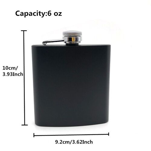 Alalinong B110 Black Hip Flask 6 Oz Stainless Steel Personal