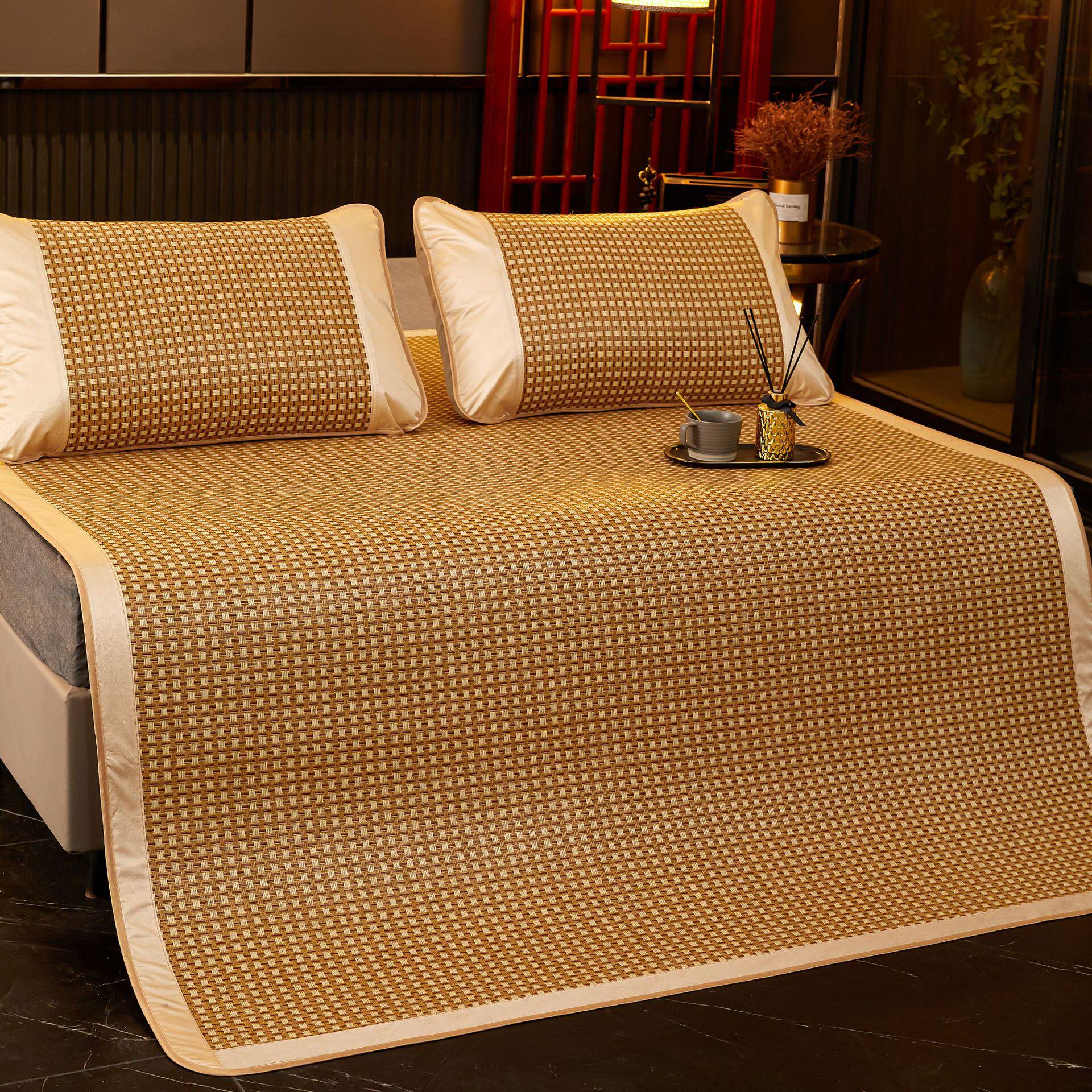 SUMMER DOUBLE-SIDED MAT RATTAN MAT CAN BE SLEPT NAKED ICE SILK RATTAN MAT HOME DOUBLE BED FOLDABLE AIR CONDITIONER STRAW MAT DUAL-PURPOSE