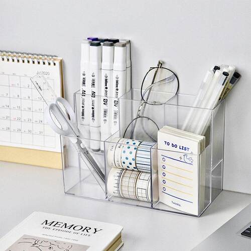 Home Desktop Stationery Organizer, Transparent Acrylic Pen H