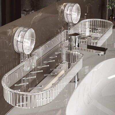 Suction Cup Bathroom Shelf Wall-Mounted Drill-Free Storage R