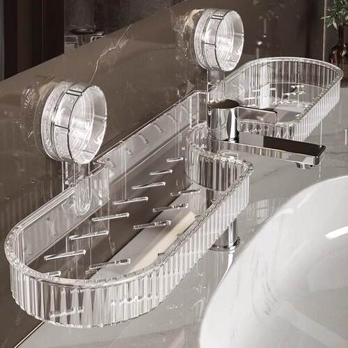 Suction Cup Bathroom Shelf Wall-Mounted Drill-Free Storage R