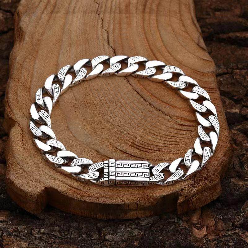 新款复古回字纹手链潮流款男士霸气个性大气复古做旧风手链