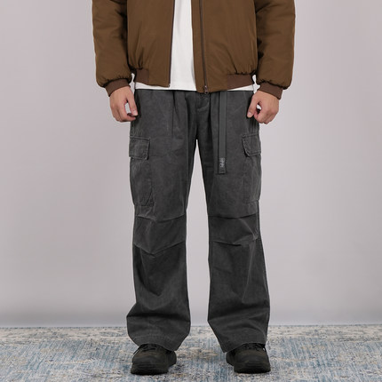 PROCANO 暴力炒色做旧洗褪工艺口袋直筒工装裤宽松休闲伞兵工装裤