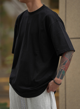 Procano24SS日系纯棉宽松休闲日常百搭阔型圆领纯色T恤短袖男女潮