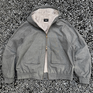 PROCANO珠帆布连帽座山雕夹克加绒加厚重磅外套秋冬 一件过冬