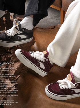 MARS GEOME/火星几何情侣款帆布板鞋皮面拼接休闲中帮百搭新款