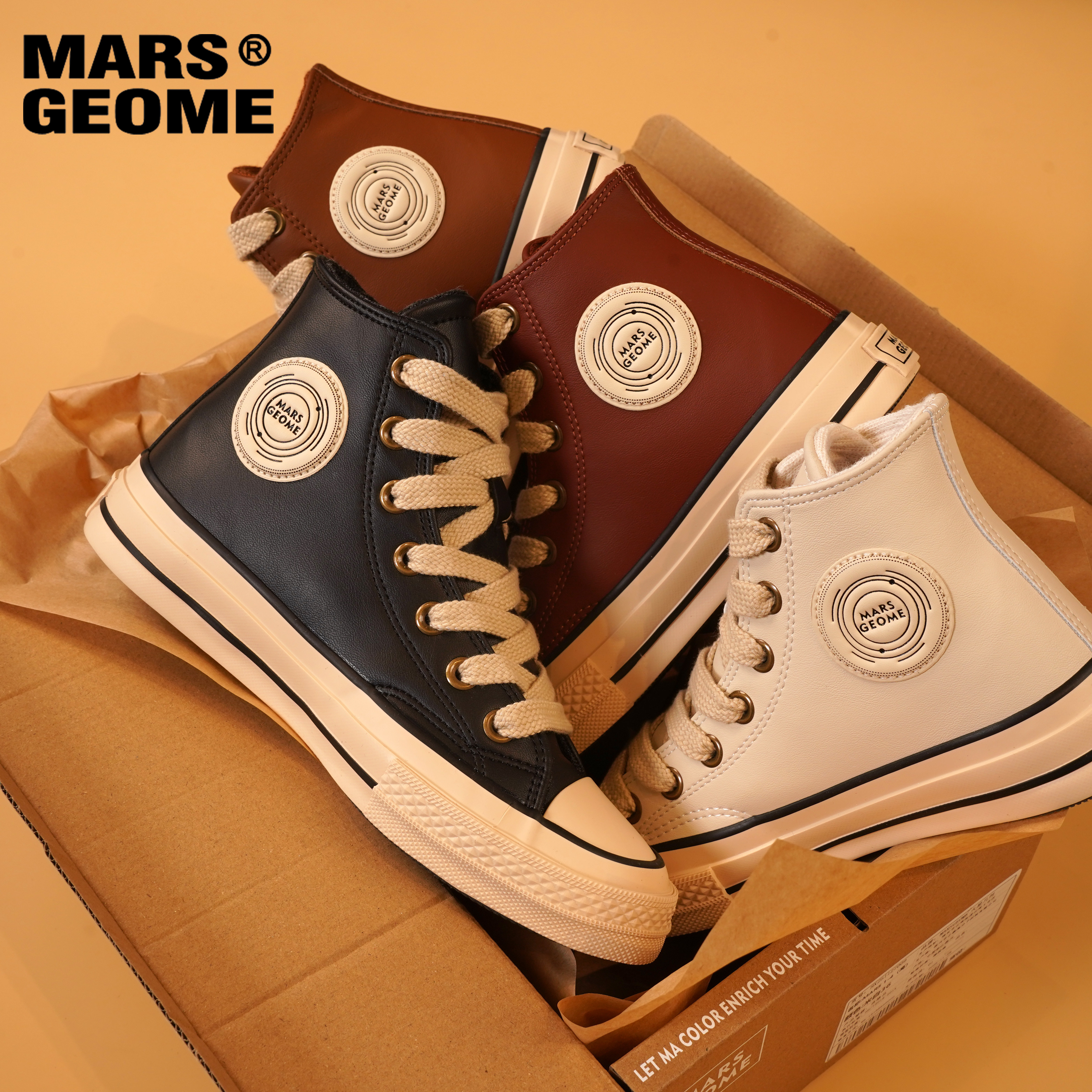 MARS GEOME/火星几何2025年秋冬情侣同款皮面百搭复古时尚棉鞋