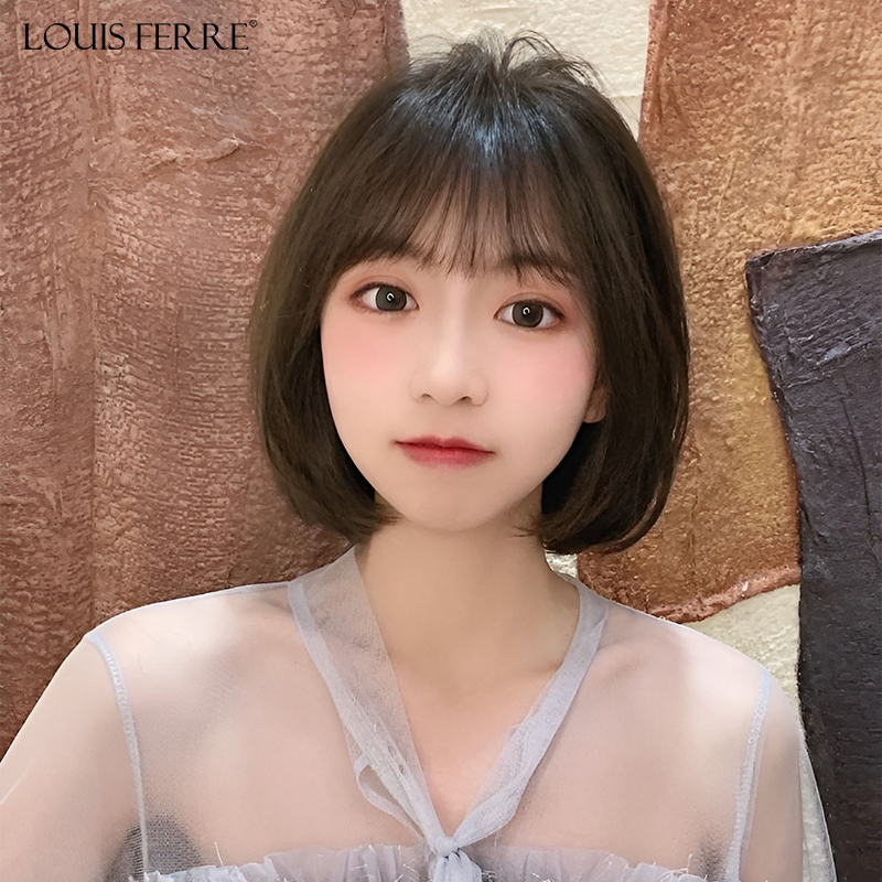新款假发短发女真发全真人发波波头全头套自然仿真人发丝锁骨发假