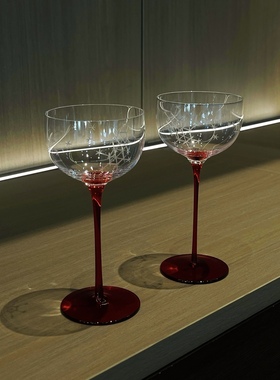 拍一发二外贸款高脚雕花酒杯家用鸡尾酒杯甜品杯HZX