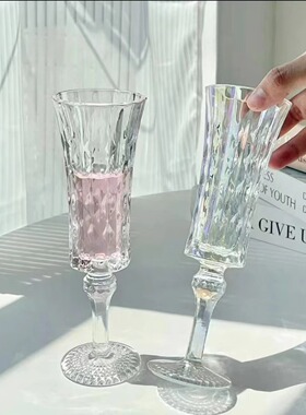 拍一发二香槟杯新款玻璃杯家用高颜值水晶玻璃创意水杯SRT