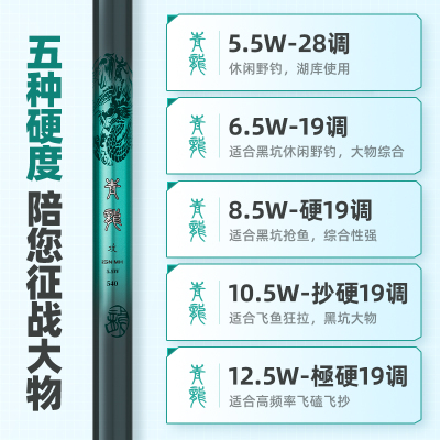 名伦旗舰鱼竿官方旗舰店青龙攻鱼竿超轻硬28调19调8H10H黑坑鲢鳙