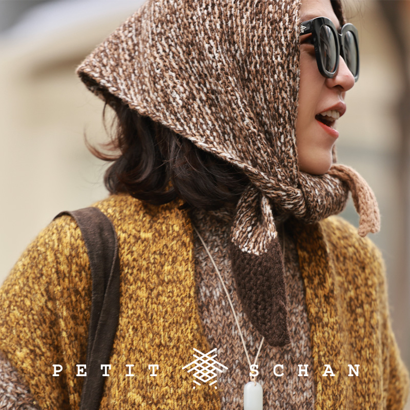 牦牛绒骆驼绒手工编织围巾三角巾