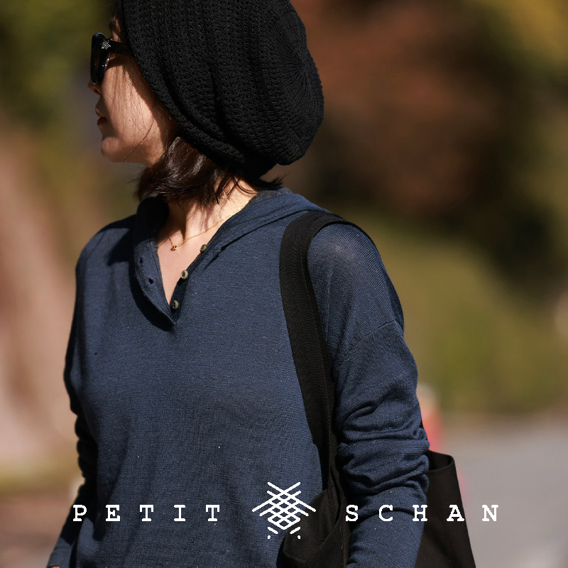 小闪亚麻羊毛长袖连帽针织衫