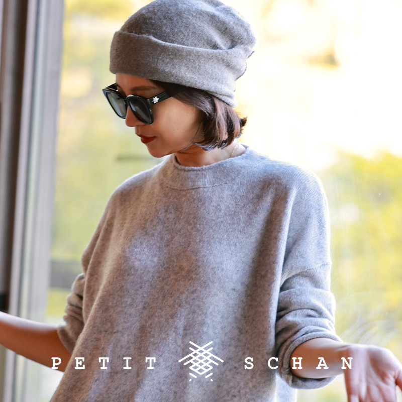 小闪绵羊毛羊绒卷边套头毛衣