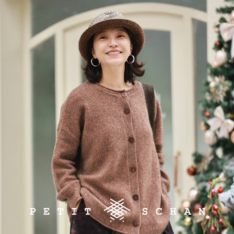 小闪粉雾羊毛牦牛绒圈圈纱针织开衫梨形身材显瘦藏肉保暖花纱毛衣