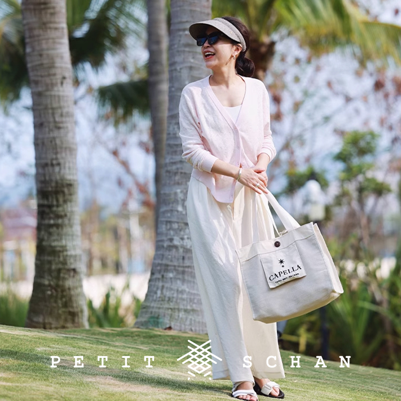 小闪亚麻桑蚕丝提花针织开衫