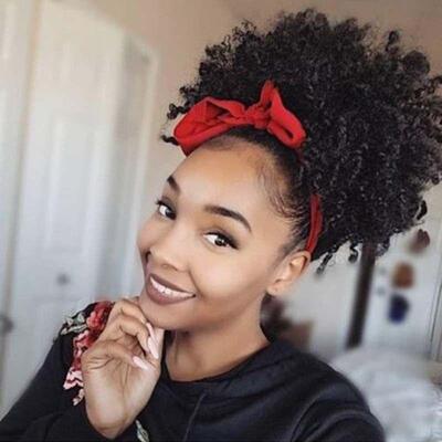 Afro Curly Pony tail Clip in Hair Bun 毛毛虫蓬松发包 假发苞