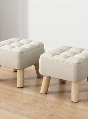 Dia30cm Round Ottoman Foot Rest Stool Linen Fabric Padded Se