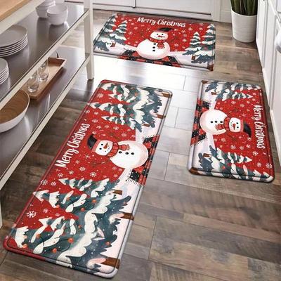 Christmas Kitchen Floor Mat Party Decoration Hallway Entranc