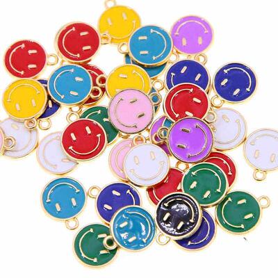 10PcsLot 1215mm KC Gold Color Tone Alloy Enamel Cute Smili