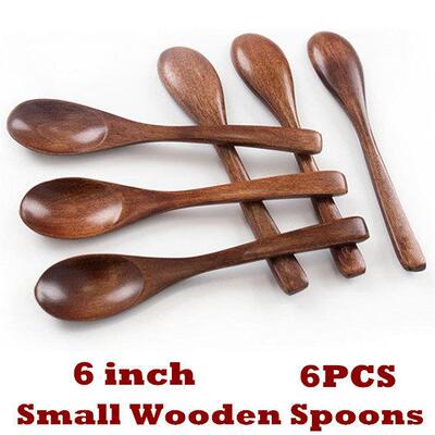 Small Wooden Spoons Soup Salt Mini Serving Tasting Spoon