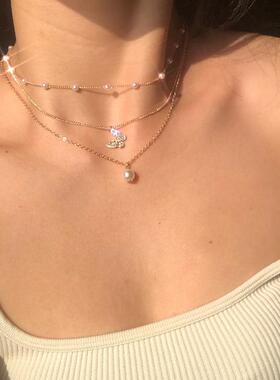 accessories jewelry Pearl clavicle chain Necklaces women项炼