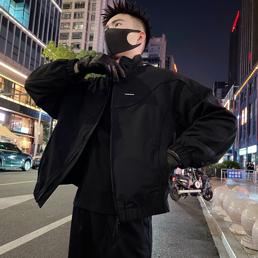 J68/P118控158秋款夹克外套男潮牌解构设计高级感痞帅休闲上衣红,男装夹克,电商A366