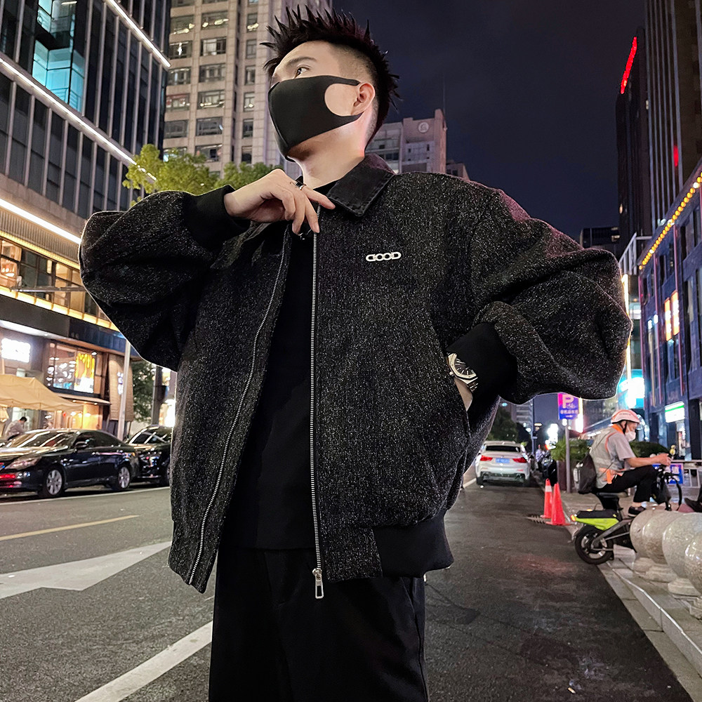 J81/P138控178 秋款潮牌可拆卸牛仔翻领金属字母装饰夹克外套男1图片