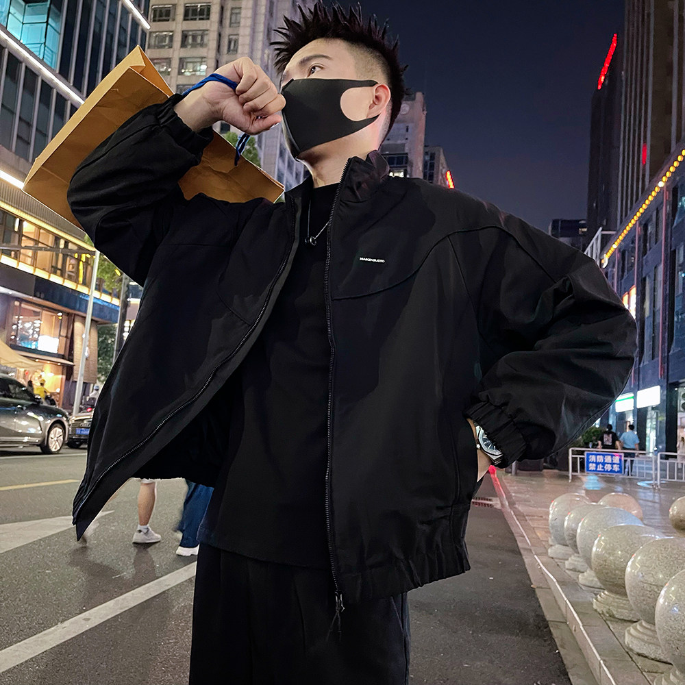 J68/P118控158秋款夹克外套男潮牌解构设计高级感痞帅休闲上衣红,男装夹克,电商A366