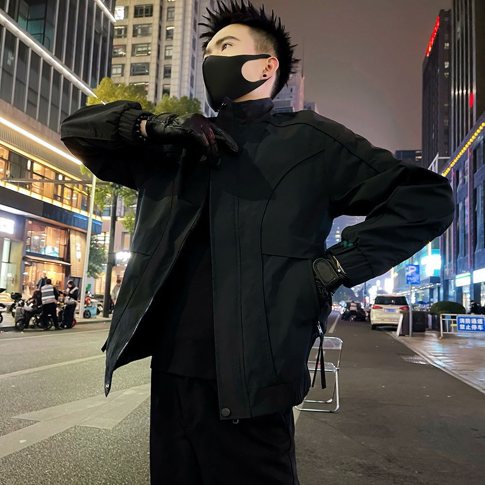 J61/P98控138秋款夹克外套男痞帅高级感纯色休闲工装男士上衣,男装夹克,电商A366