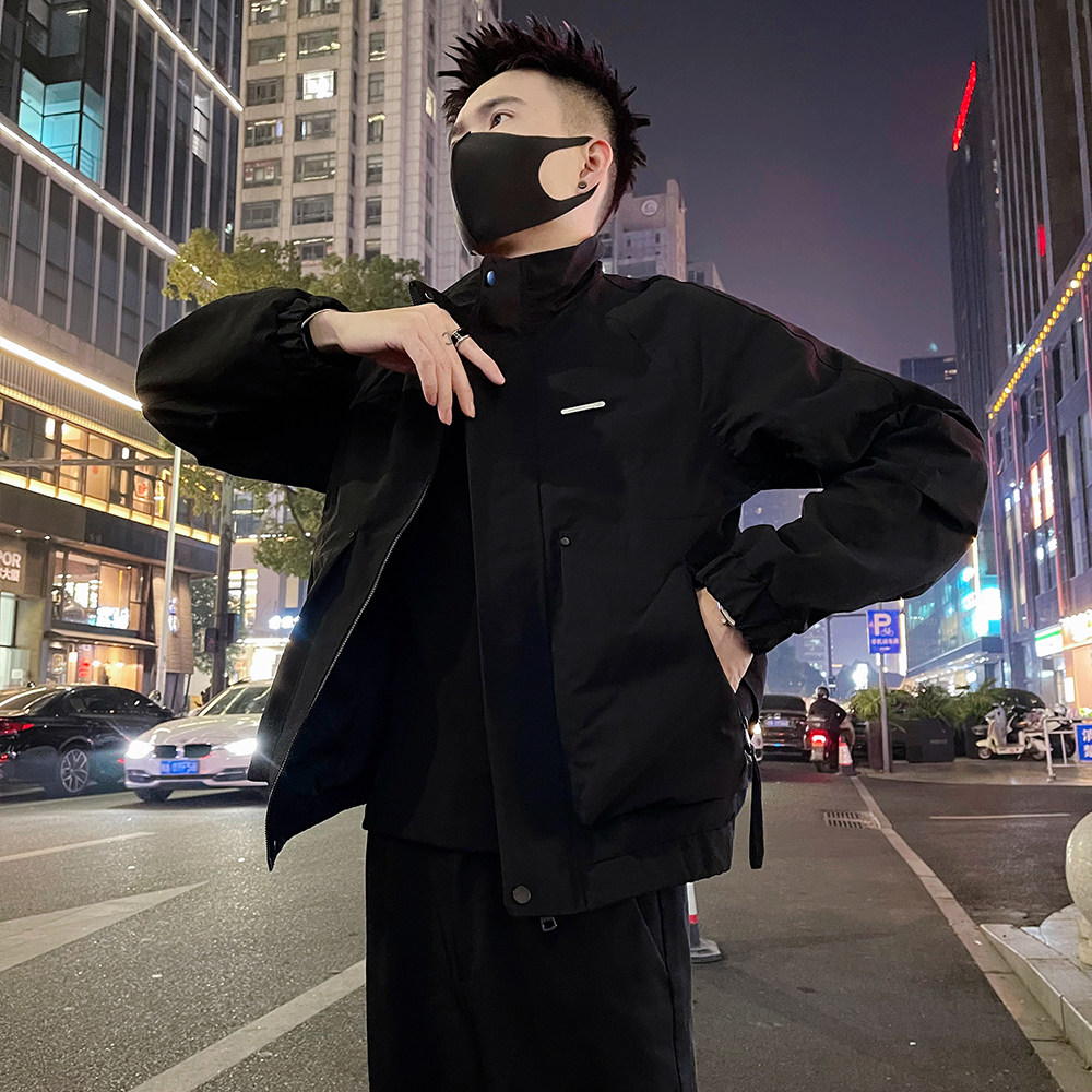J92/P98控145 春款立领薄款工装拉链大口袋痞帅夹克外套男黑1图片