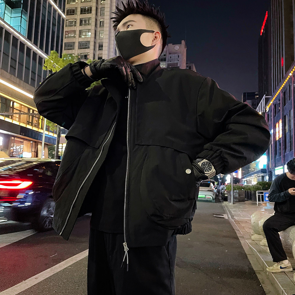 J69/P118控158 秋款男士夹克外套解构设计感痞帅休闲立领防风黑图片