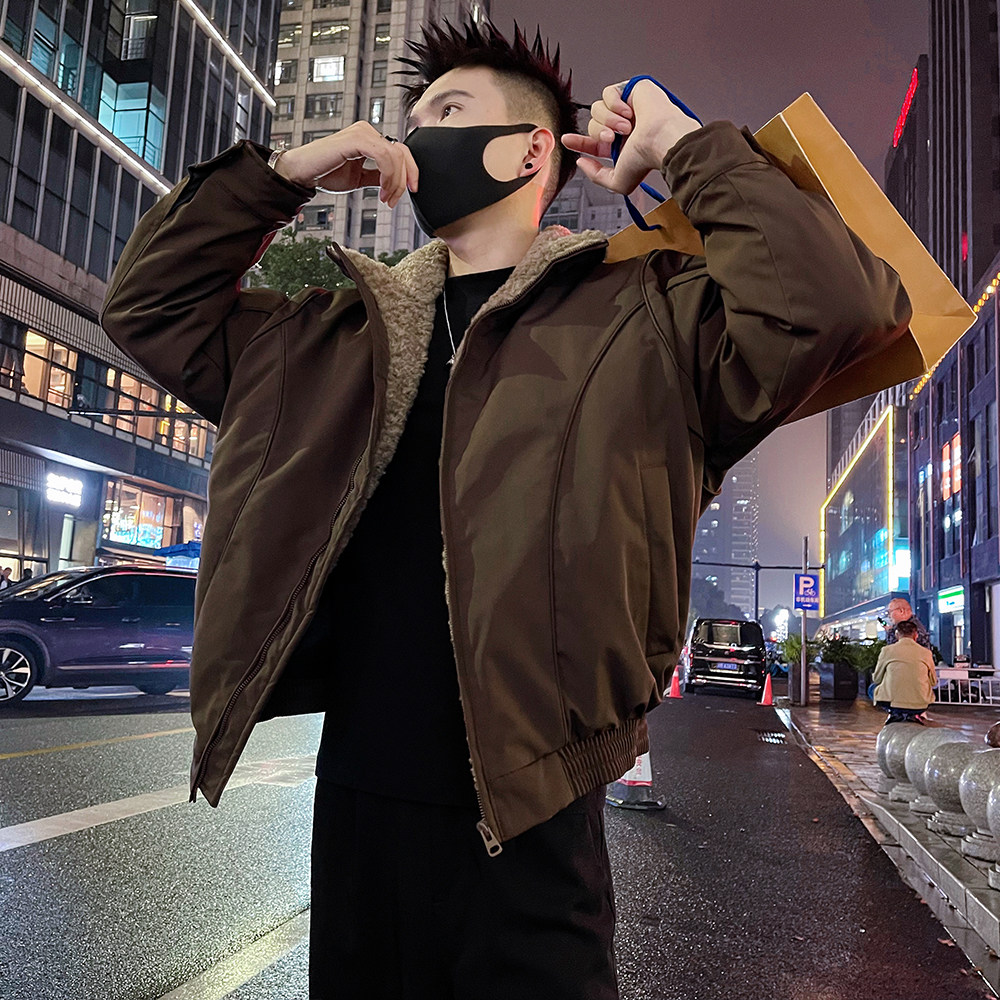 A52/P138控1782025男士秋冬座山雕保暖棉服外套痞帅男士上衣咖2,男装棉衣,电商A366