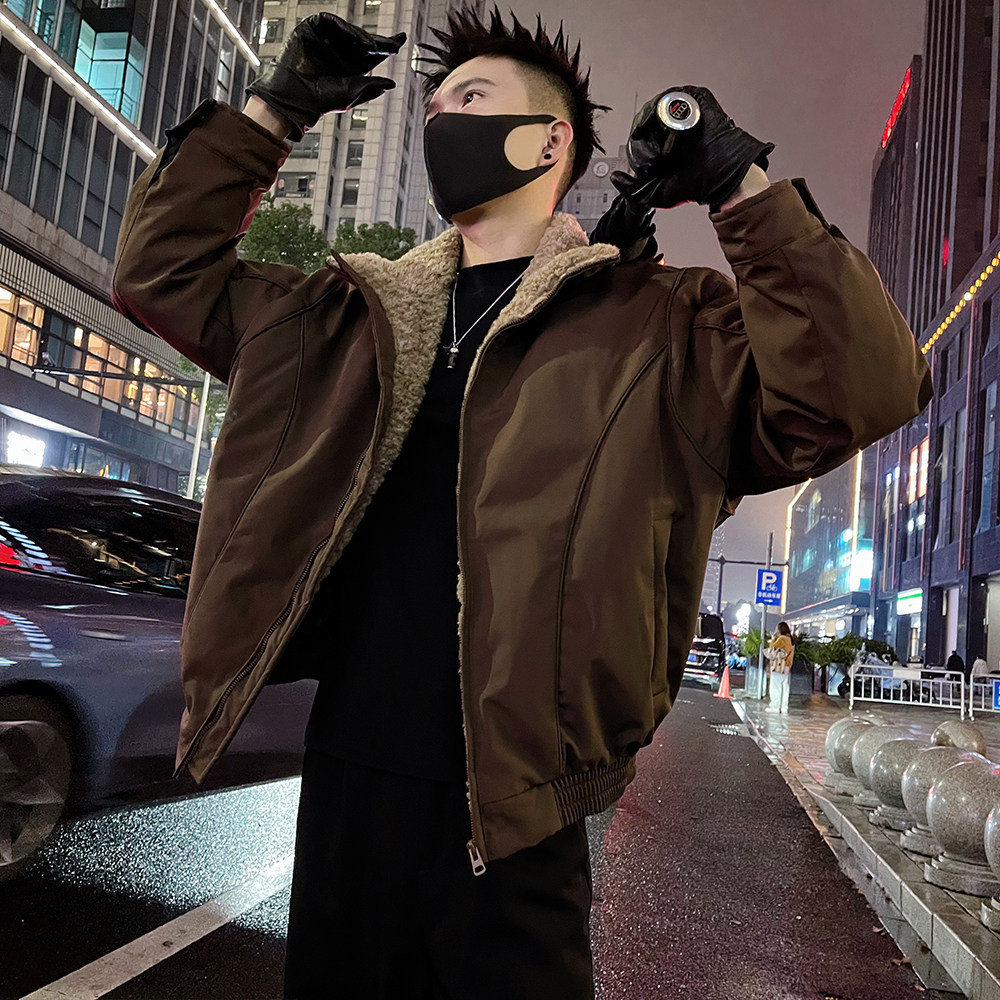 A52/P138控178  2025男士秋冬座山雕保暖棉服外套痞帅男士上衣咖2图片