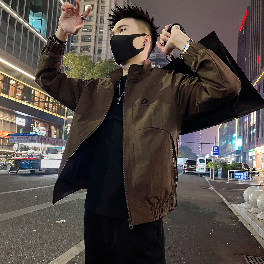 J91/P118控165春款字母刺绣款解构设计痞帅修身夹克外套男咖2,男装夹克,电商A366