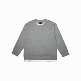 W133/特P98控138秋款卫衣男潮牌老钱风质感假两件拼接休闲上衣灰，男装卫衣，电商A366