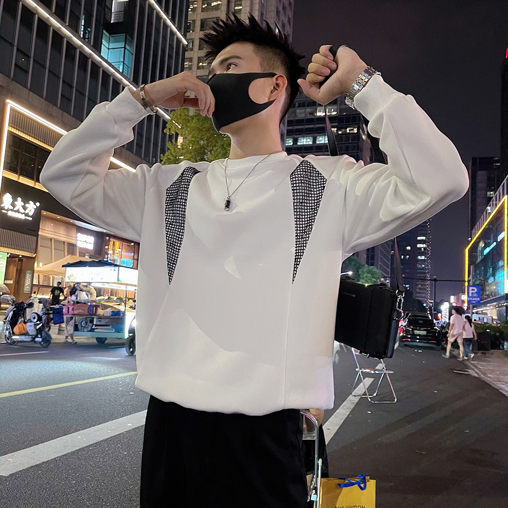 W135P68控98秋款卫衣外套男简约解构设计感拼料撞色全棉上衣,女装短外套,电商A366